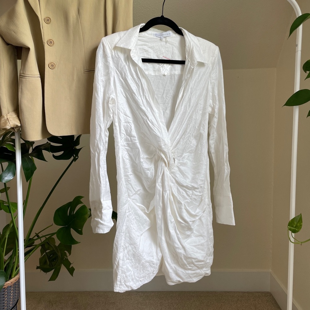 Saks Fifth Avenue front twisted white dress